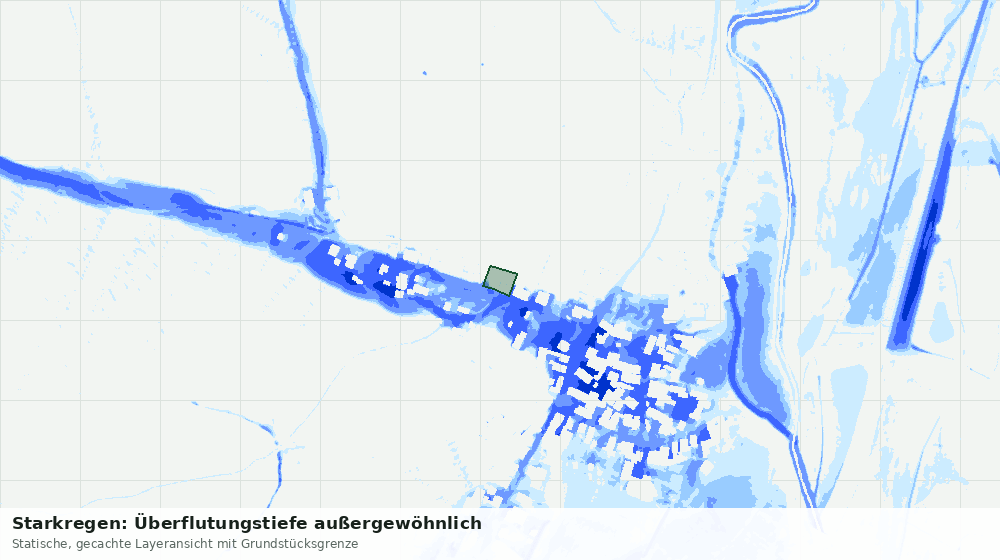 Statische Kartenansicht: Starkregen: Überflutungstiefe außergewöhnlich