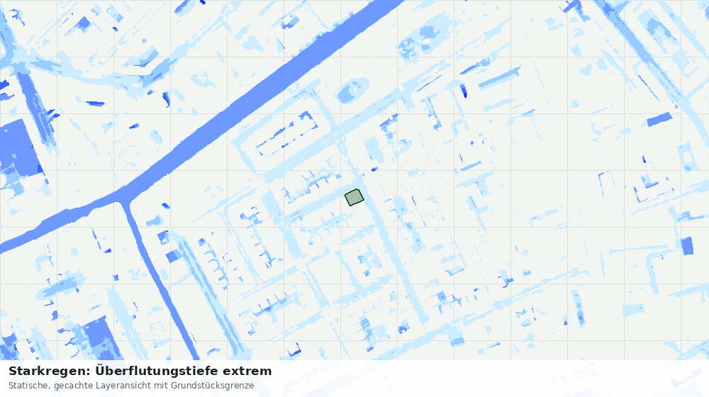 Statische Kartenansicht: Starkregen: Überflutungstiefe extrem