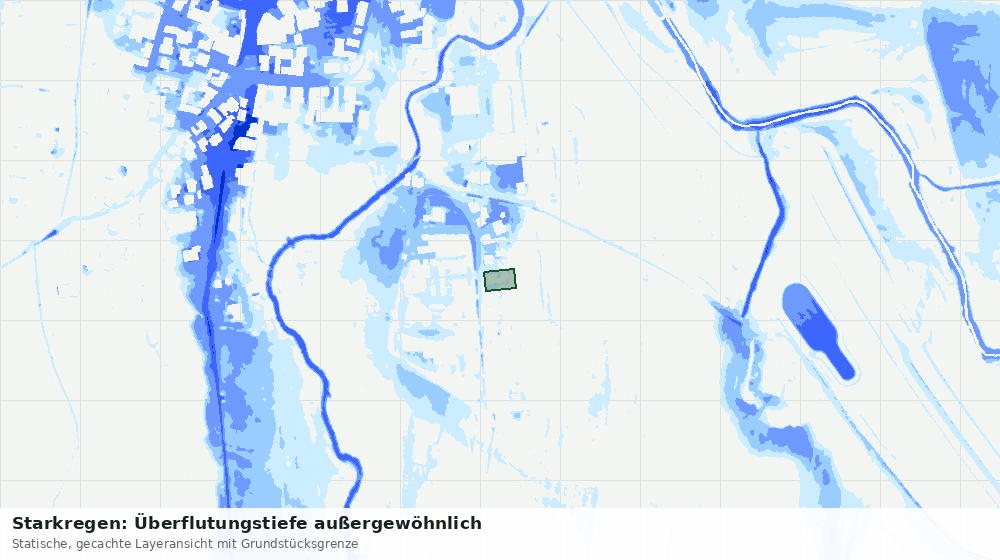 Statische Kartenansicht: Starkregen: Überflutungstiefe außergewöhnlich