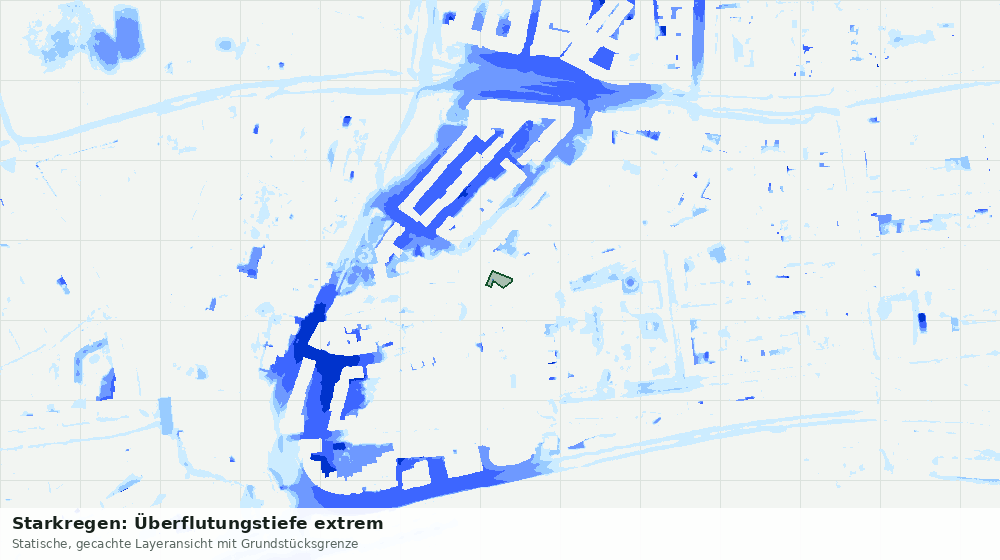 Statische Kartenansicht: Starkregen: Überflutungstiefe extrem