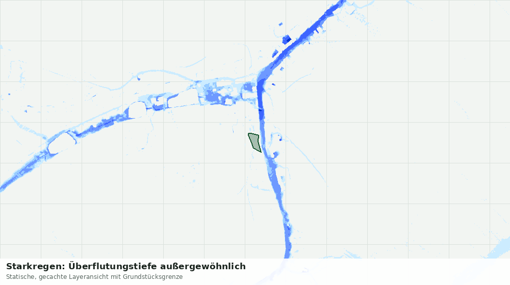 Statische Kartenansicht: Starkregen: Überflutungstiefe außergewöhnlich