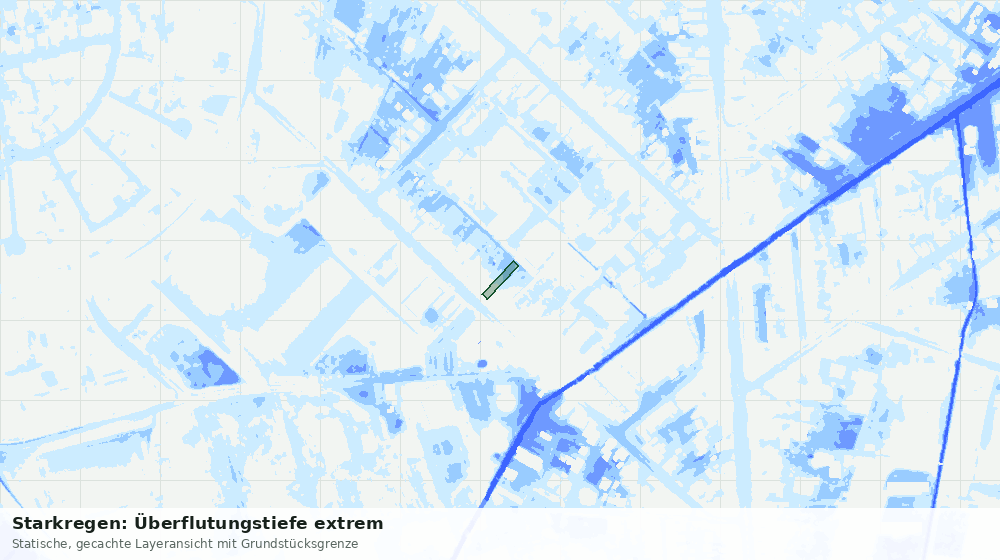 Statische Kartenansicht: Starkregen: Überflutungstiefe extrem