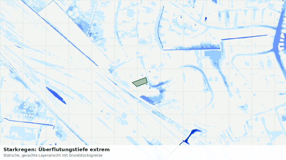 Statische Kartenansicht: Starkregen: Überflutungstiefe extrem