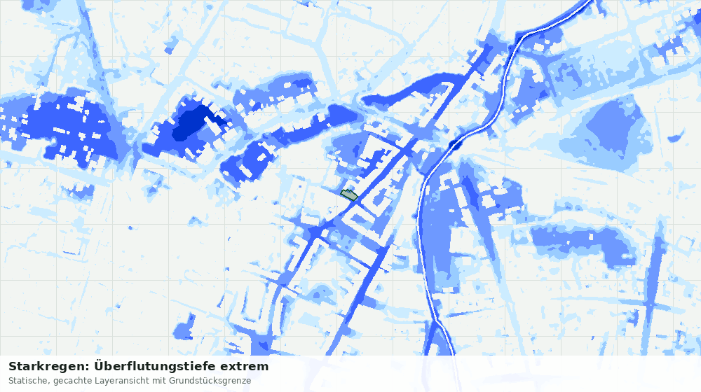 Statische Kartenansicht: Starkregen: Überflutungstiefe extrem