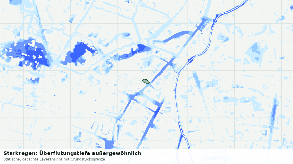 Statische Kartenansicht: Starkregen: Überflutungstiefe außergewöhnlich
