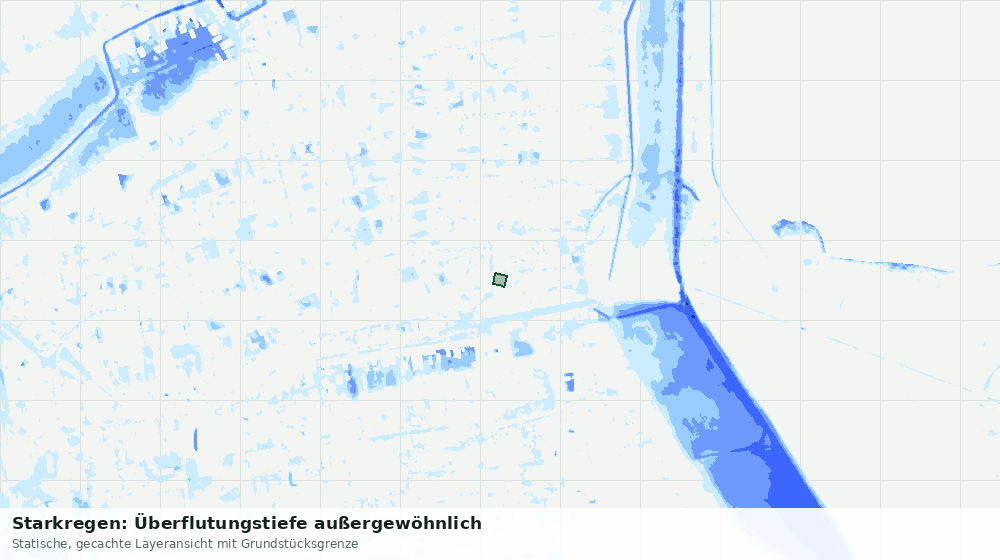 Statische Kartenansicht: Starkregen: Überflutungstiefe außergewöhnlich