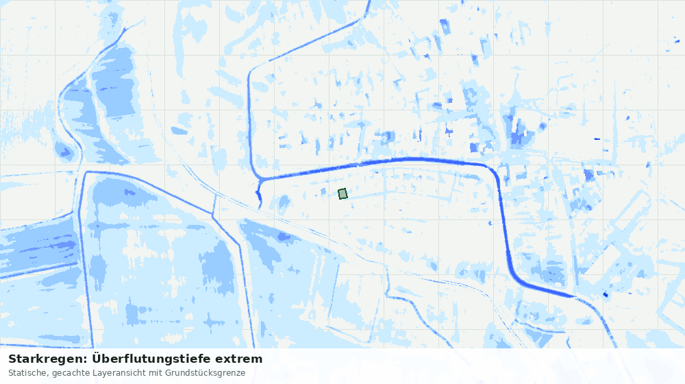 Statische Kartenansicht: Starkregen: Überflutungstiefe extrem