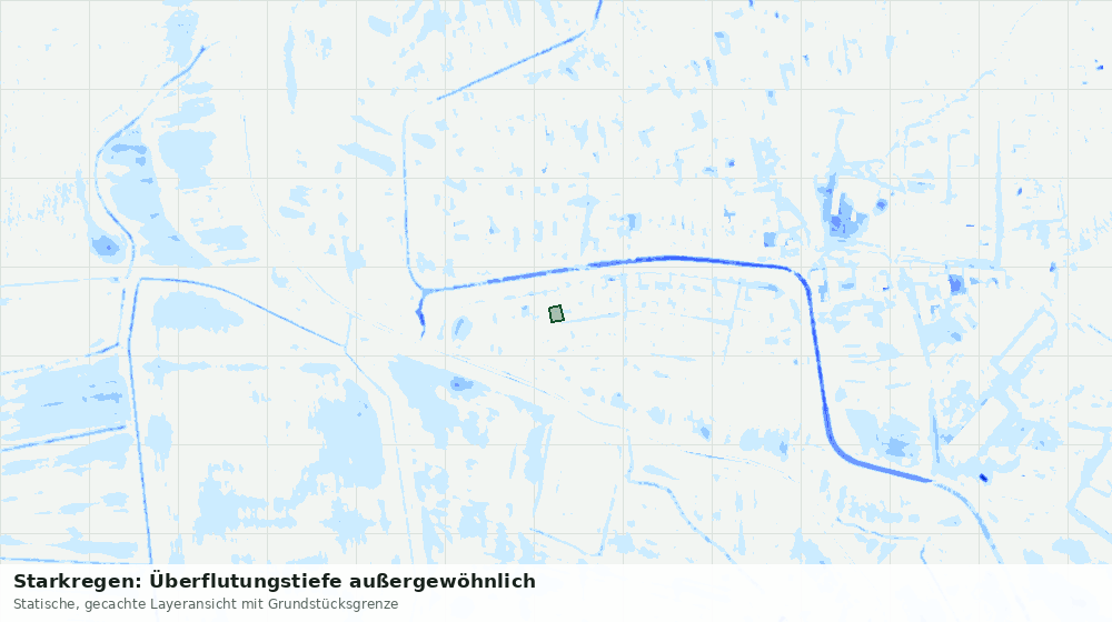 Statische Kartenansicht: Starkregen: Überflutungstiefe außergewöhnlich