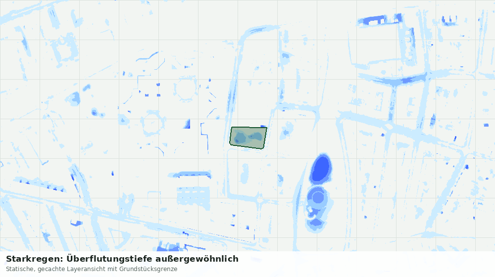 Statische Kartenansicht: Starkregen: Überflutungstiefe außergewöhnlich