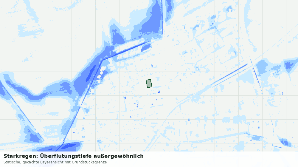 Statische Kartenansicht: Starkregen: Überflutungstiefe außergewöhnlich