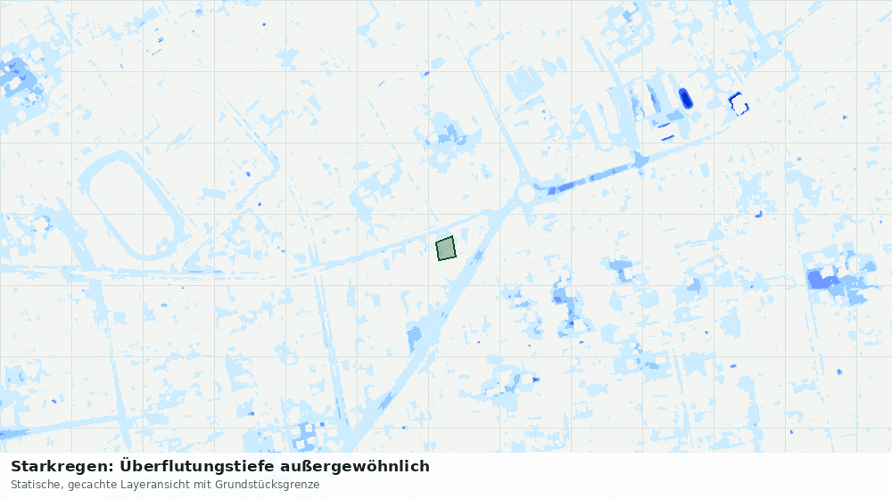 Statische Kartenansicht: Starkregen: Überflutungstiefe außergewöhnlich