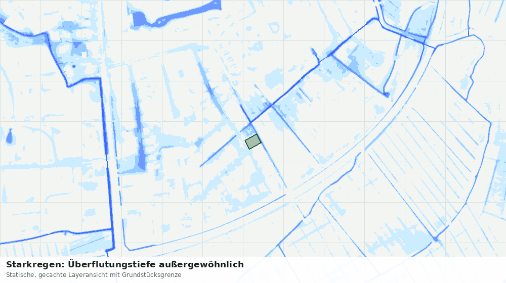 Statische Kartenansicht: Starkregen: Überflutungstiefe außergewöhnlich