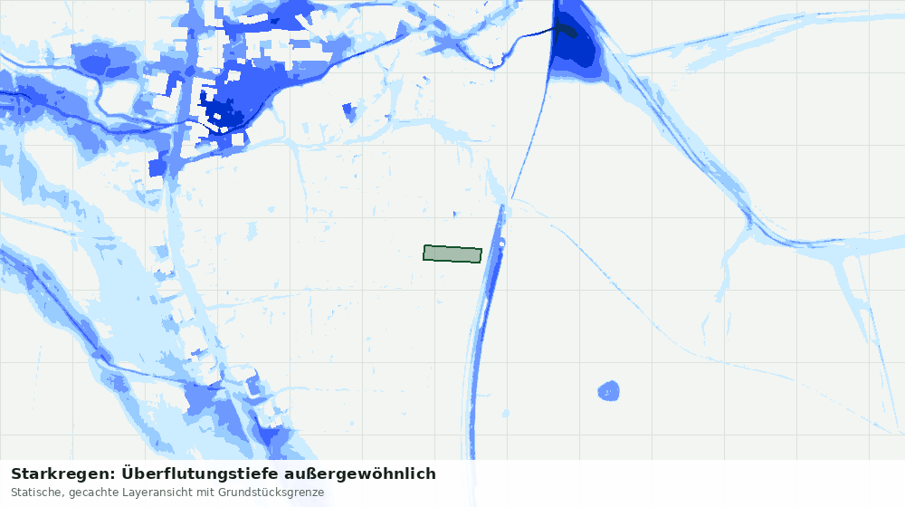 Statische Kartenansicht: Starkregen: Überflutungstiefe außergewöhnlich