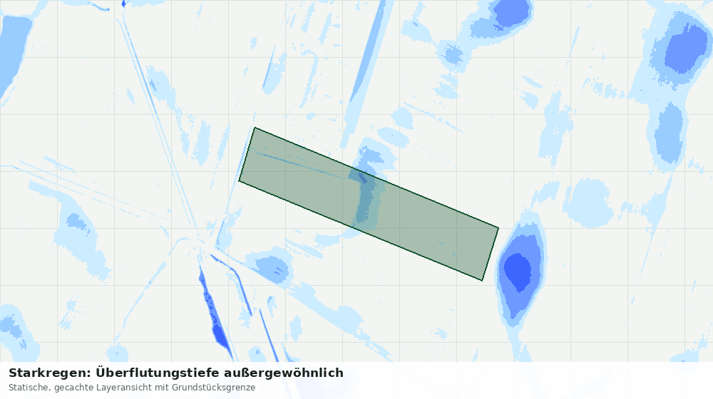 Statische Kartenansicht: Starkregen: Überflutungstiefe außergewöhnlich