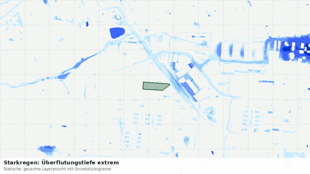 Statische Kartenansicht: Starkregen: Überflutungstiefe extrem