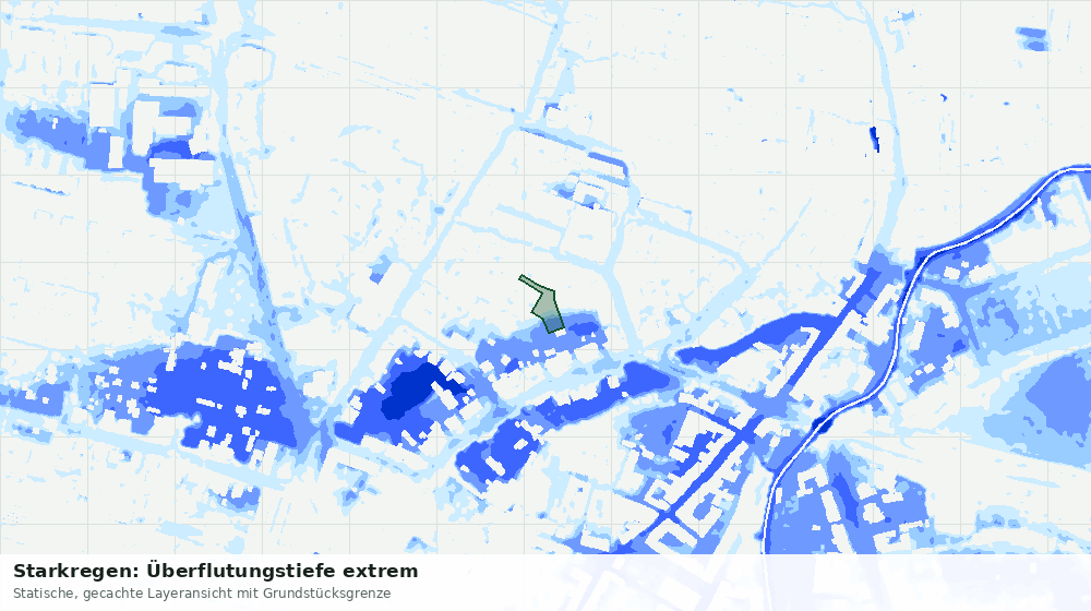 Statische Kartenansicht: Starkregen: Überflutungstiefe extrem