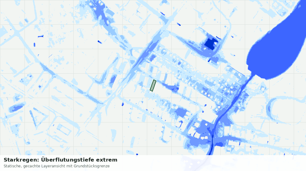 Statische Kartenansicht: Starkregen: Überflutungstiefe extrem