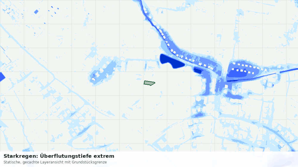 Statische Kartenansicht: Starkregen: Überflutungstiefe extrem