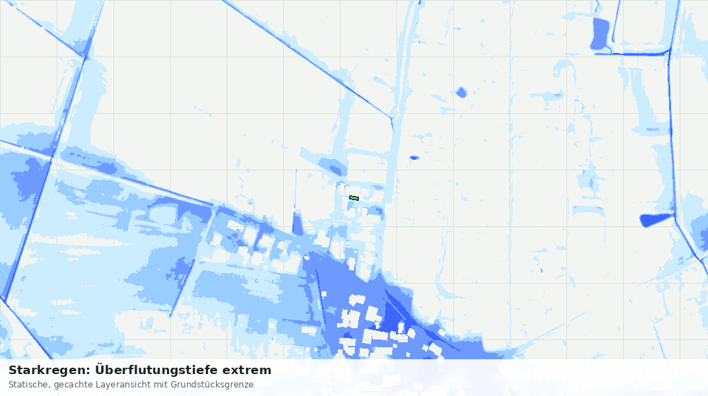 Statische Kartenansicht: Starkregen: Überflutungstiefe extrem