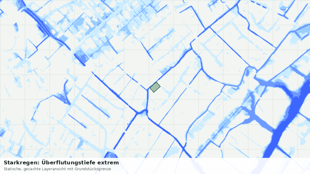 Statische Kartenansicht: Starkregen: Überflutungstiefe extrem