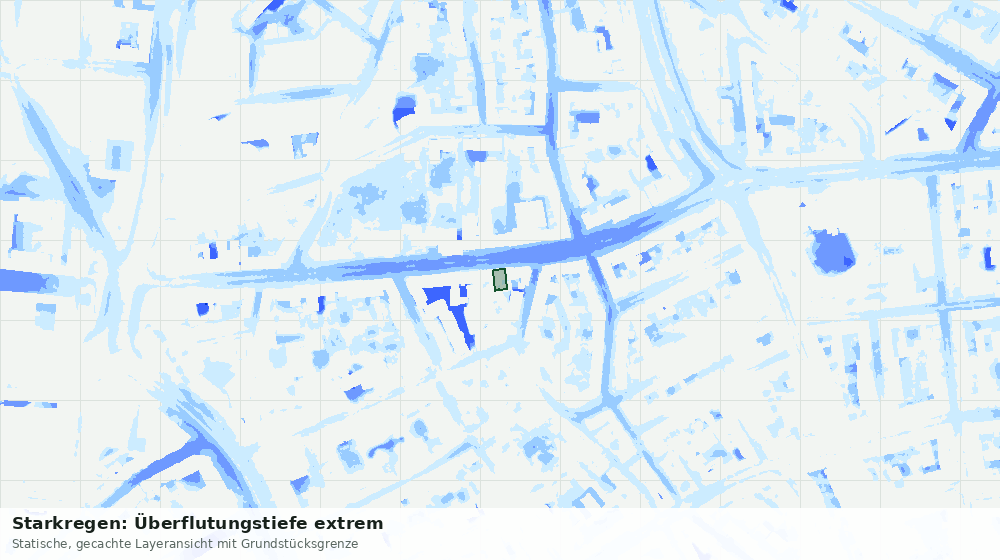 Statische Kartenansicht: Starkregen: Überflutungstiefe extrem