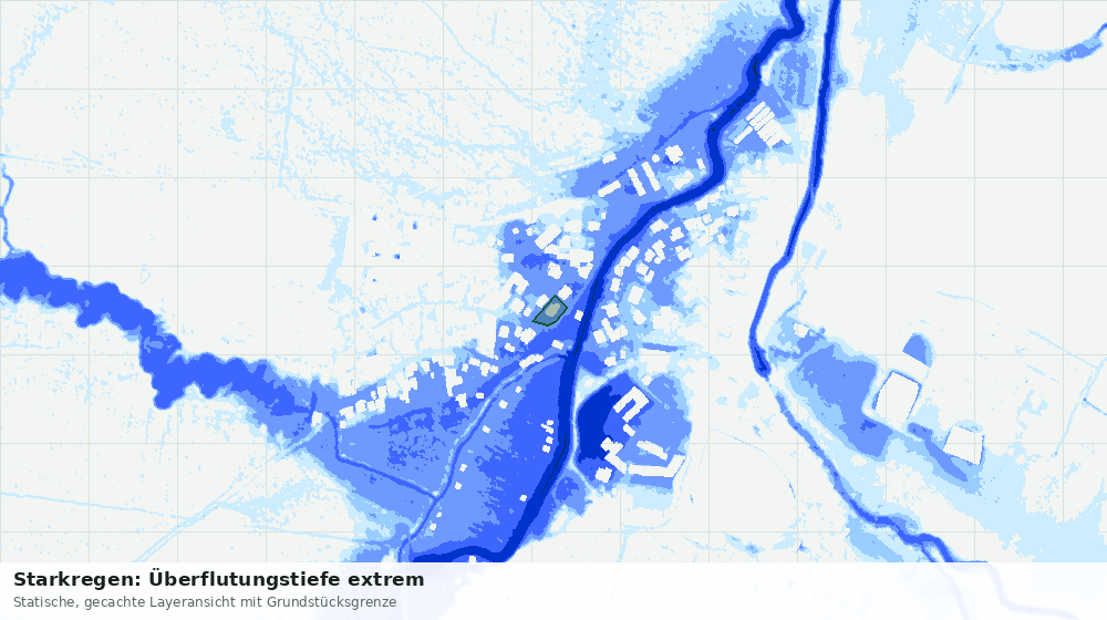 Statische Kartenansicht: Starkregen: Überflutungstiefe extrem
