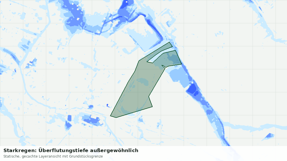 Statische Kartenansicht: Starkregen: Überflutungstiefe außergewöhnlich