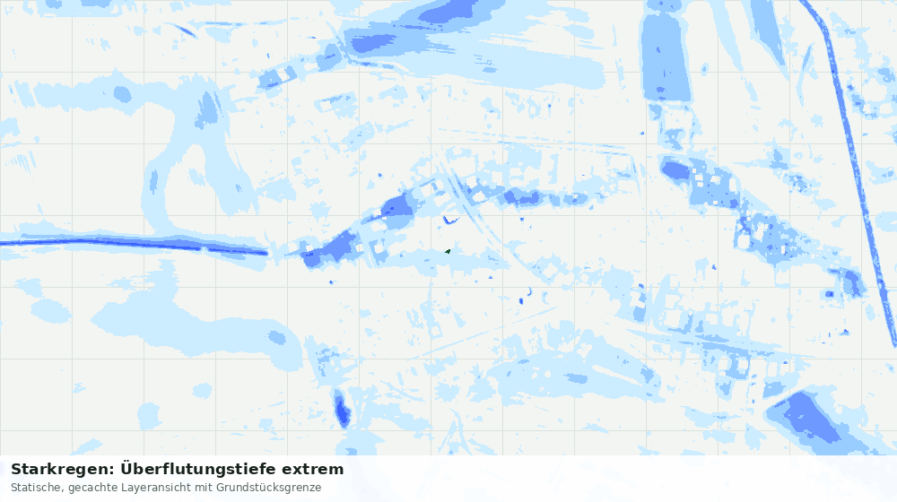 Statische Kartenansicht: Starkregen: Überflutungstiefe extrem