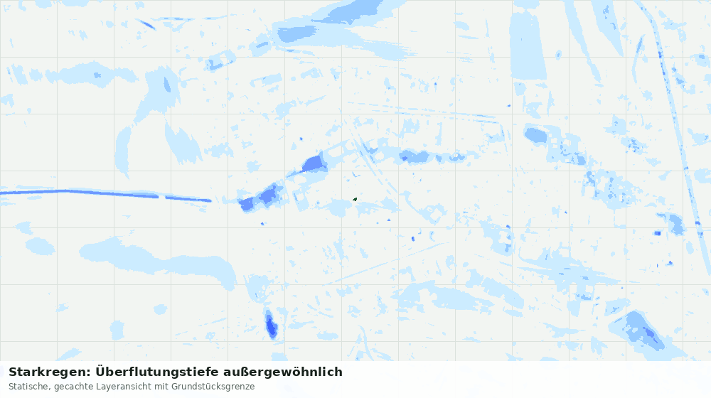 Statische Kartenansicht: Starkregen: Überflutungstiefe außergewöhnlich