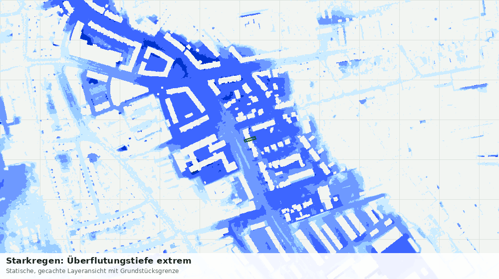 Statische Kartenansicht: Starkregen: Überflutungstiefe extrem