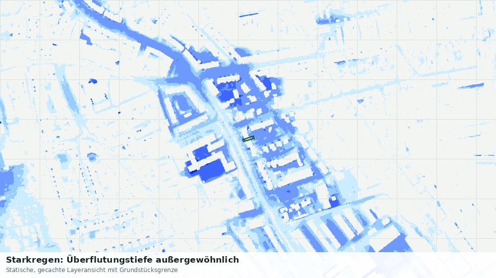 Statische Kartenansicht: Starkregen: Überflutungstiefe außergewöhnlich