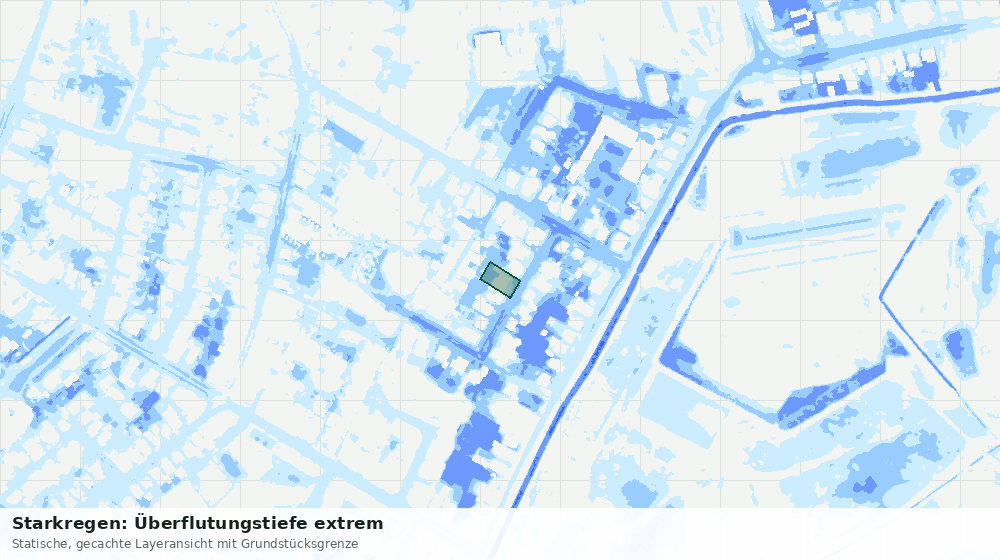 Statische Kartenansicht: Starkregen: Überflutungstiefe extrem