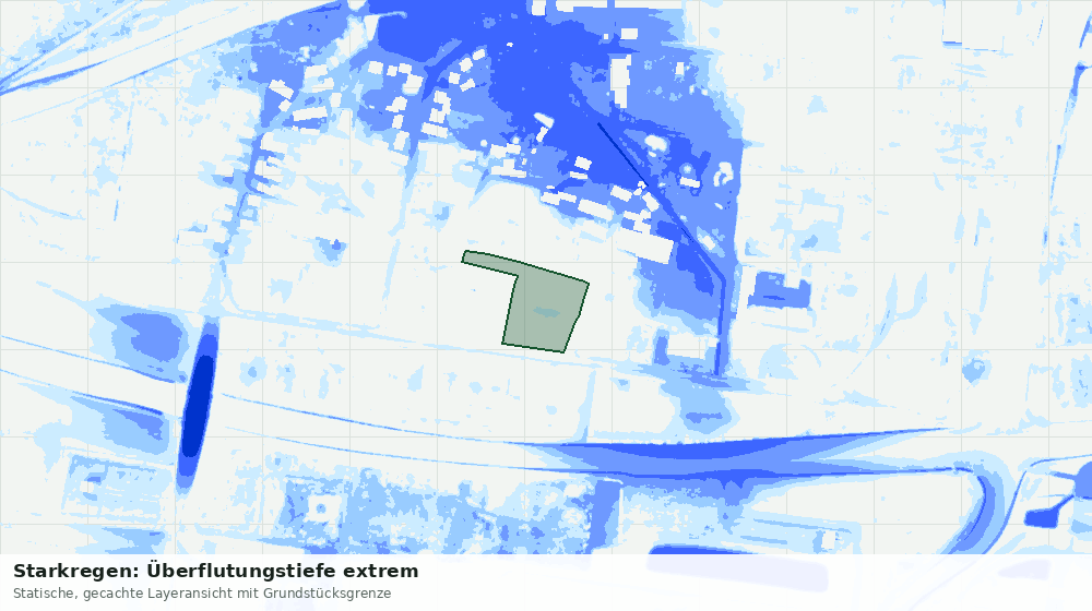 Statische Kartenansicht: Starkregen: Überflutungstiefe extrem