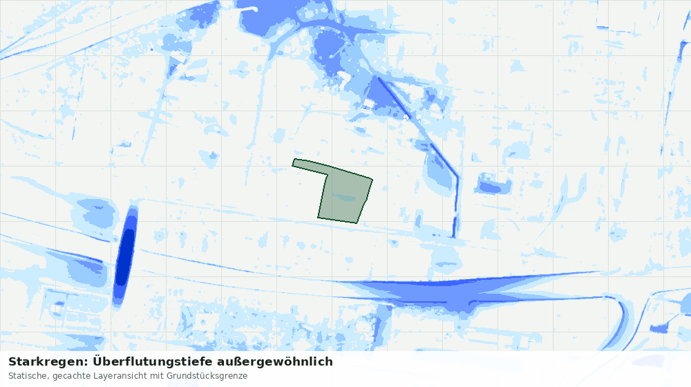 Statische Kartenansicht: Starkregen: Überflutungstiefe außergewöhnlich