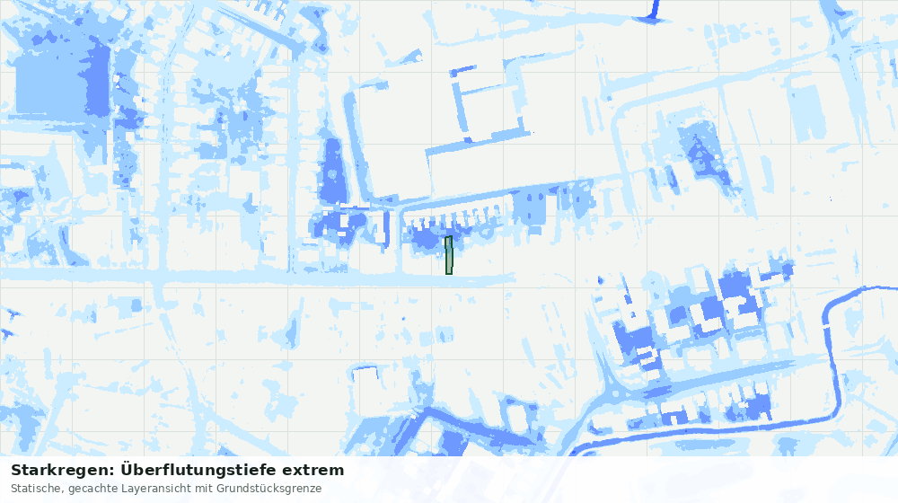 Statische Kartenansicht: Starkregen: Überflutungstiefe extrem