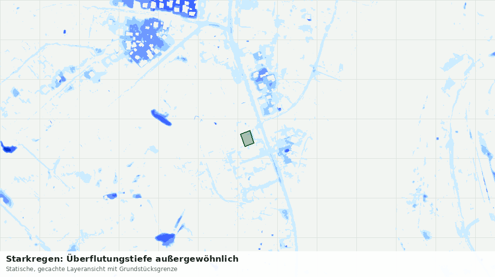Statische Kartenansicht: Starkregen: Überflutungstiefe außergewöhnlich