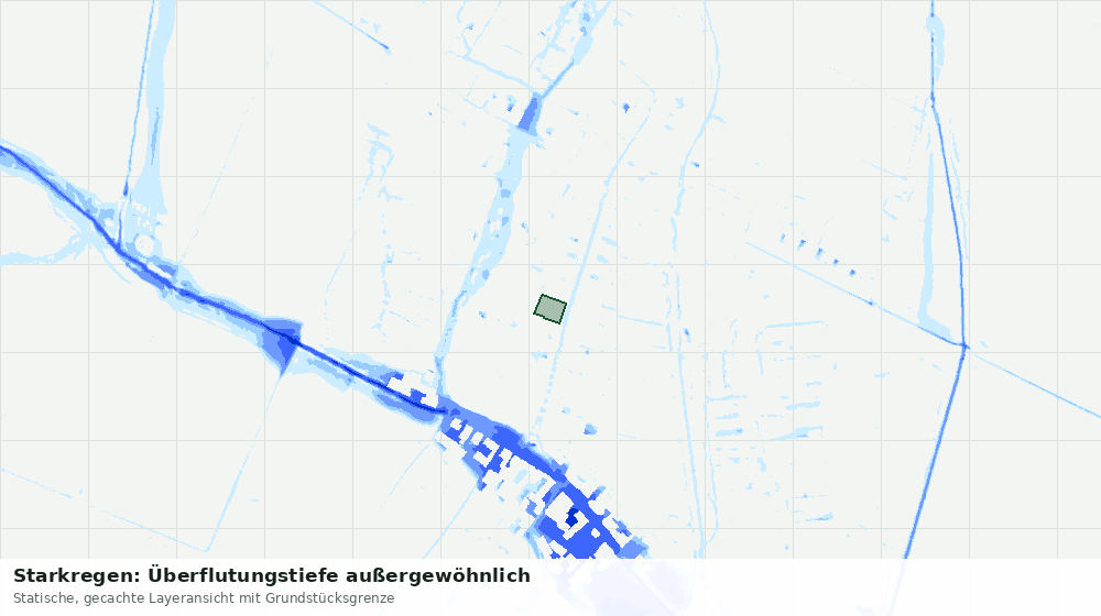 Statische Kartenansicht: Starkregen: Überflutungstiefe außergewöhnlich