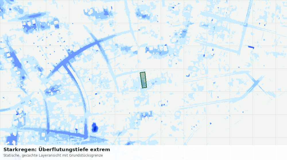 Statische Kartenansicht: Starkregen: Überflutungstiefe extrem