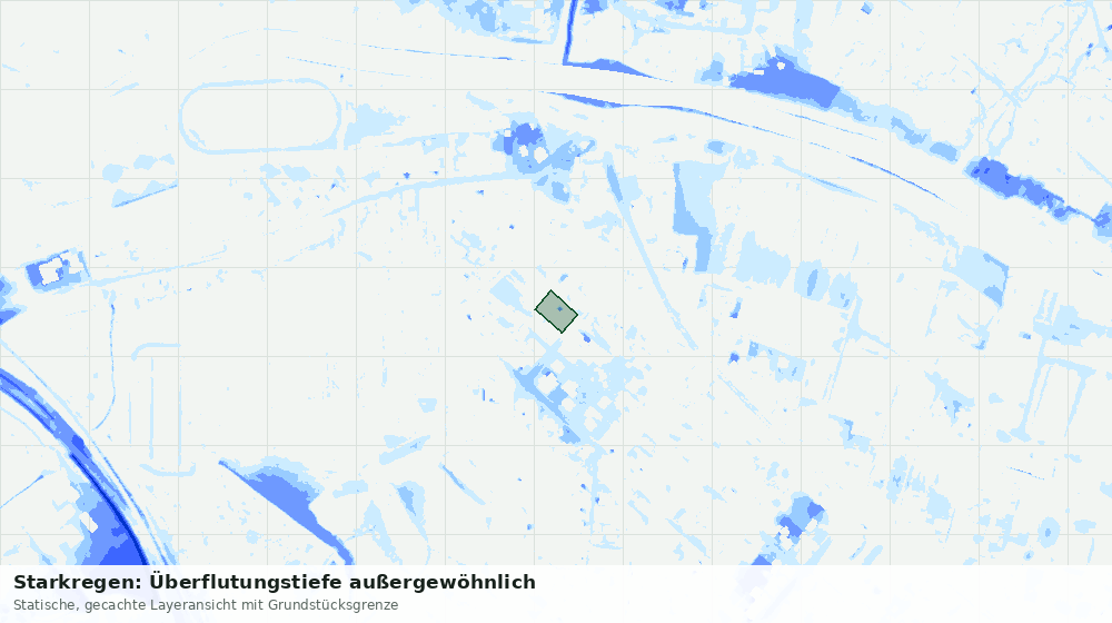 Statische Kartenansicht: Starkregen: Überflutungstiefe außergewöhnlich