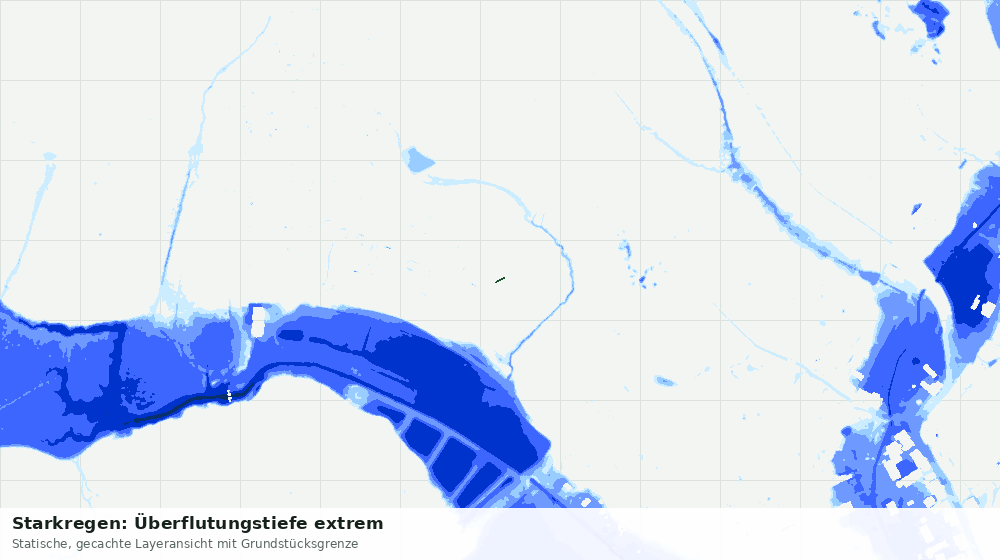Statische Kartenansicht: Starkregen: Überflutungstiefe extrem