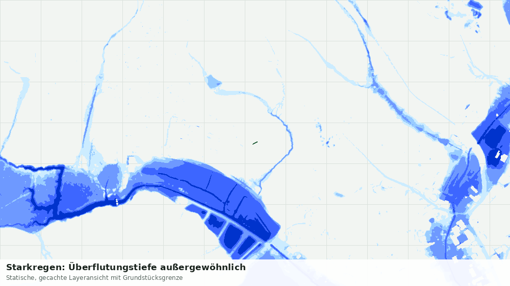 Statische Kartenansicht: Starkregen: Überflutungstiefe außergewöhnlich