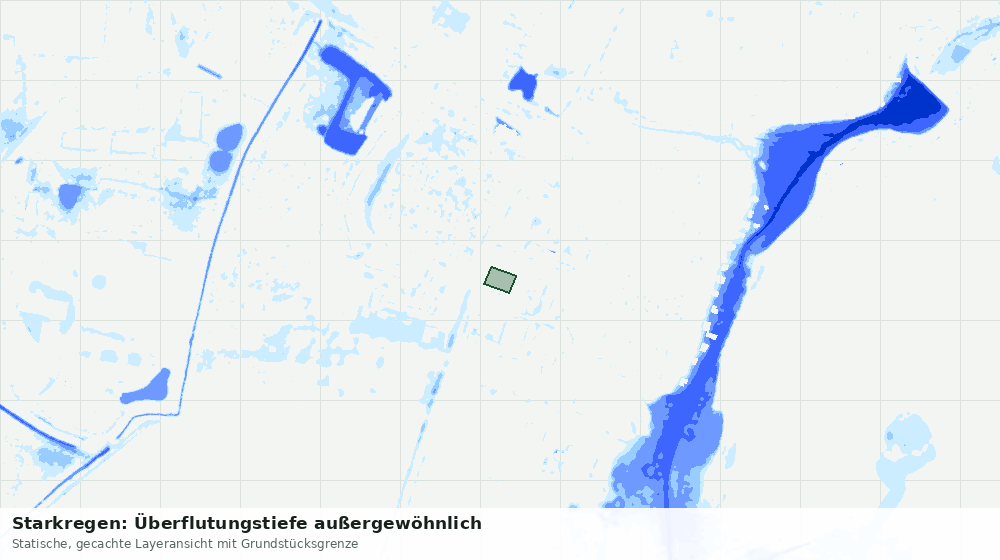 Statische Kartenansicht: Starkregen: Überflutungstiefe außergewöhnlich