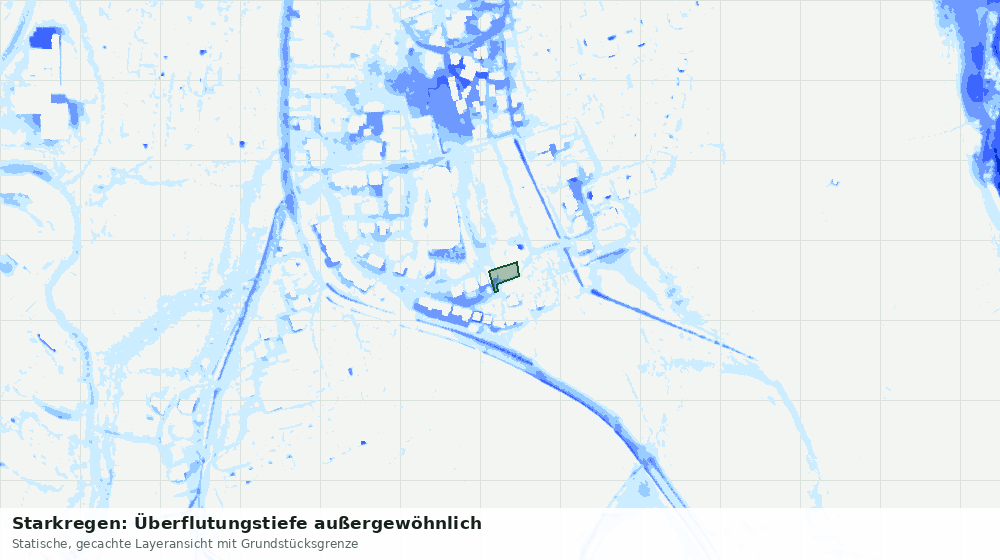 Statische Kartenansicht: Starkregen: Überflutungstiefe außergewöhnlich