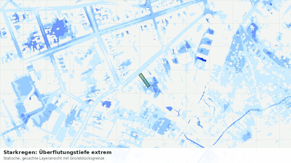 Statische Kartenansicht: Starkregen: Überflutungstiefe extrem