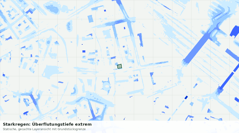 Statische Kartenansicht: Starkregen: Überflutungstiefe extrem