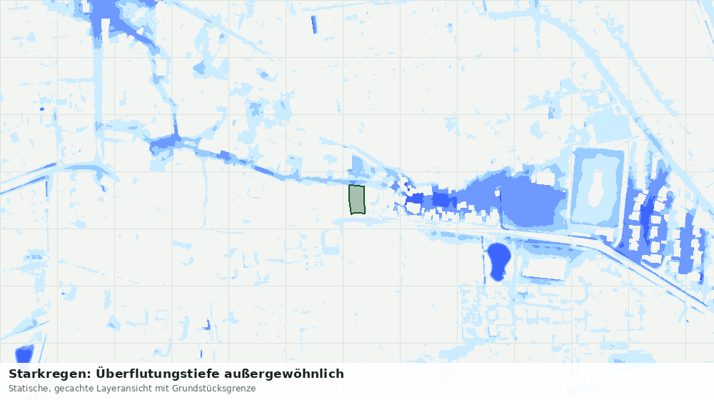 Statische Kartenansicht: Starkregen: Überflutungstiefe außergewöhnlich