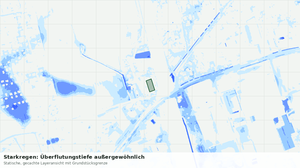 Statische Kartenansicht: Starkregen: Überflutungstiefe außergewöhnlich