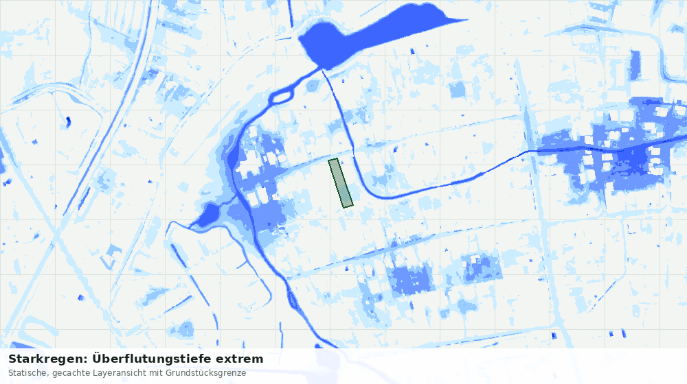 Statische Kartenansicht: Starkregen: Überflutungstiefe extrem