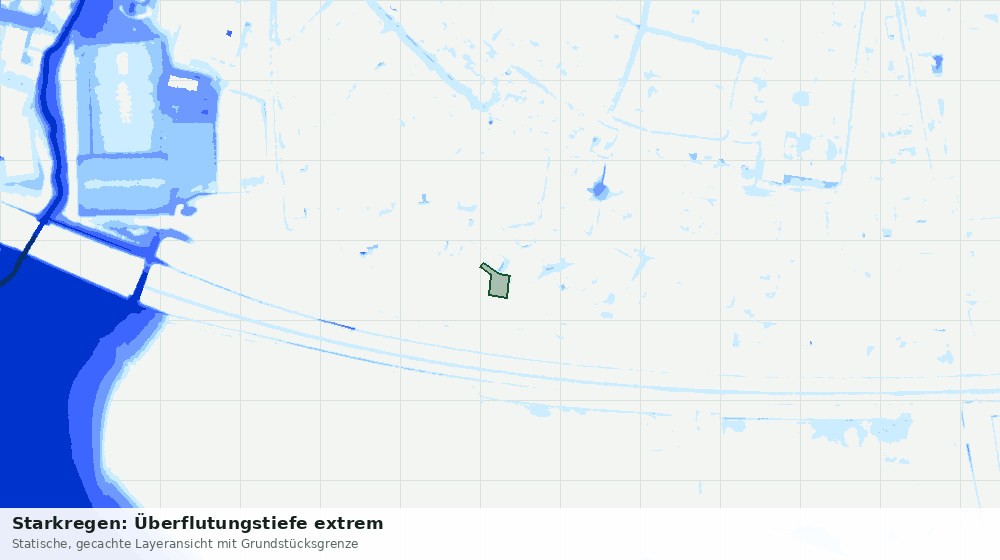 Statische Kartenansicht: Starkregen: Überflutungstiefe extrem