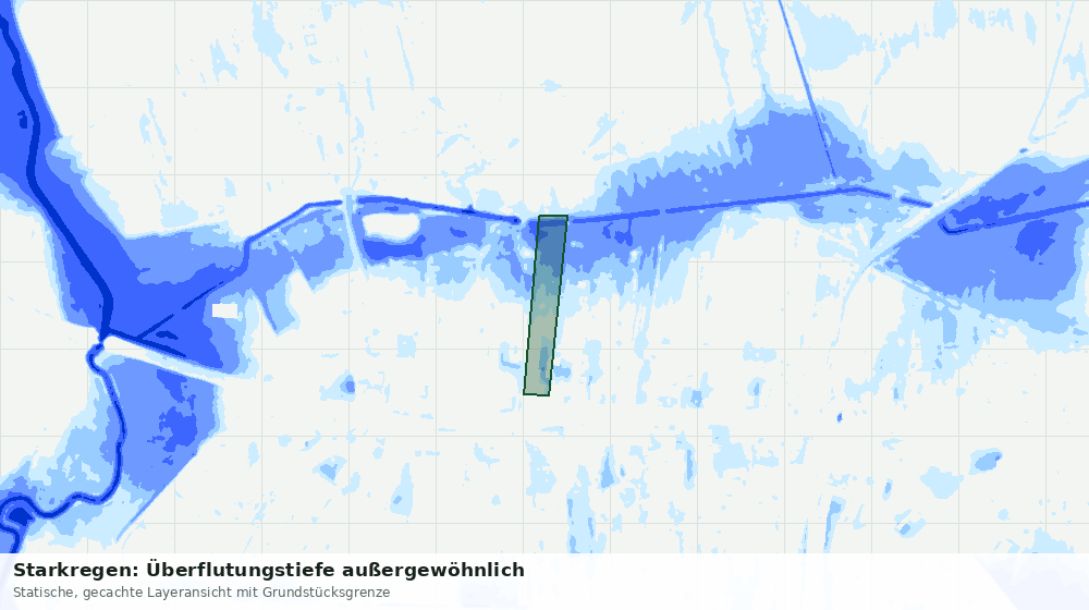 Statische Kartenansicht: Starkregen: Überflutungstiefe außergewöhnlich
